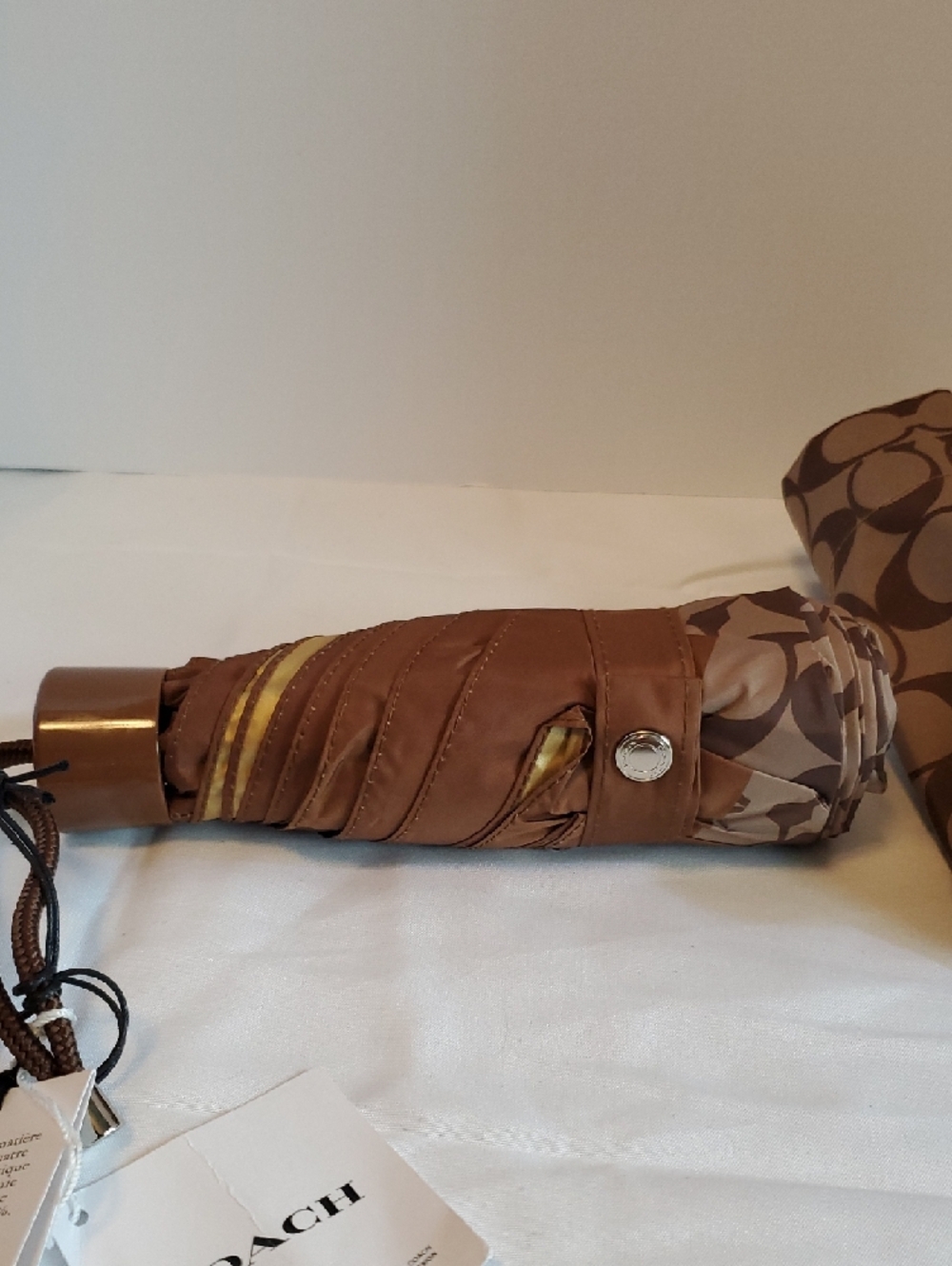 Coach Brown Signature Compact Umbrella - Picture 4 of 10